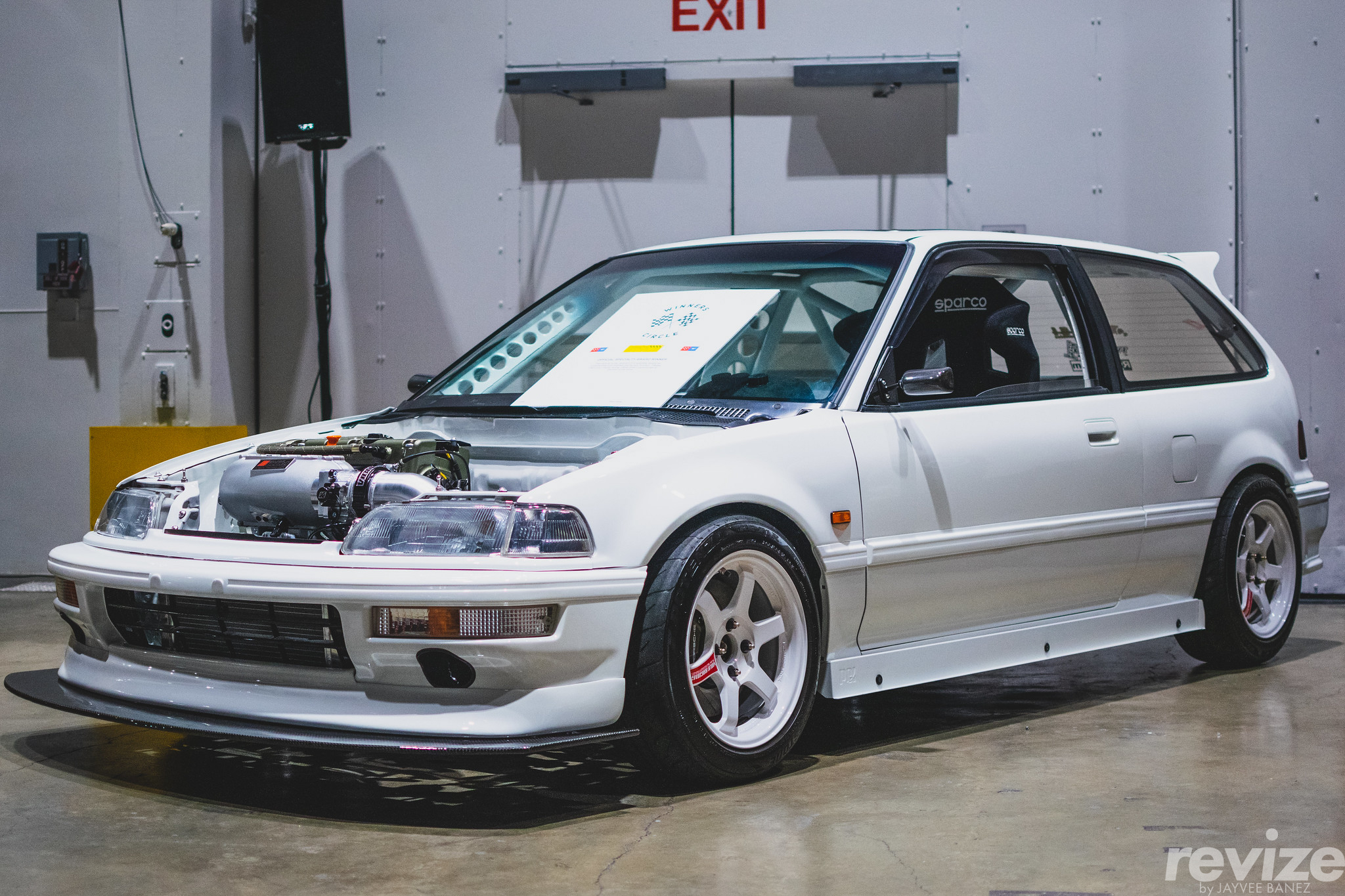 Honda Civic Hatchback with Volk TE37SL wheels.